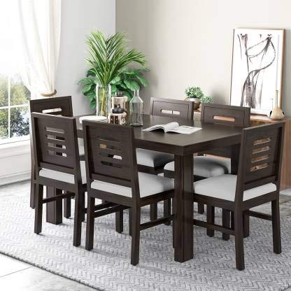 TS Tiny Space 6 Seater Sheesham Wood Dining Table Set With Chairs